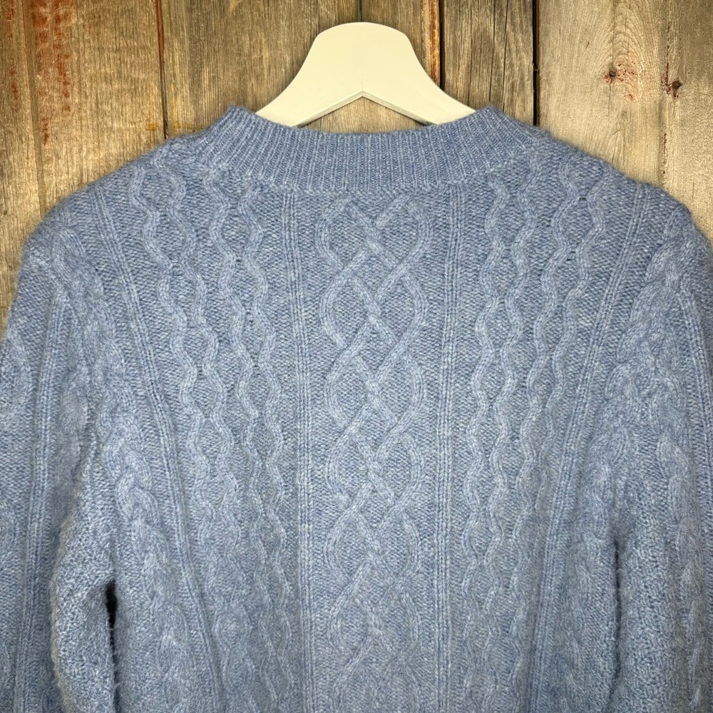 Favorite Daughter Wool and Cashmere Blend Cable Knit Sweater Light Blue size S - Picture 6 of 12
